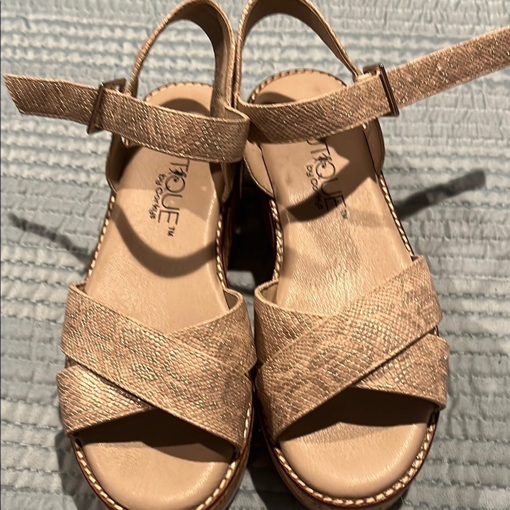 Corkys Tan Sandals with Suede-Like Straps